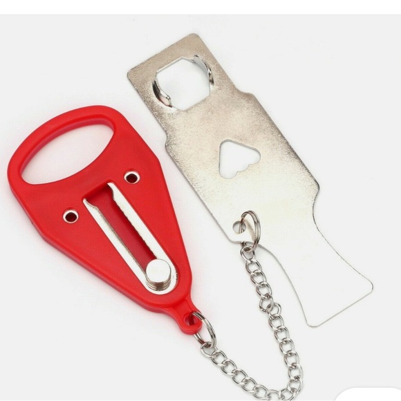 Red and Silver Key and Card Holder with Chain - Picture 1 of 8
